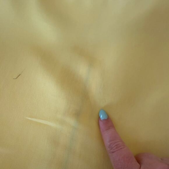 1960s Vintage Yellow and white Silk Chiffon and lace  Bow train column dress 6-8 - Picture 10 of 10